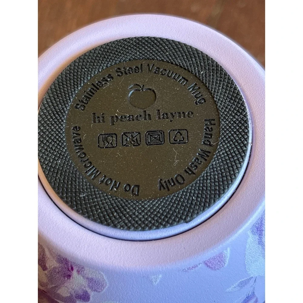Hi Peach Layne Purple Floral Stainless Steel Vacuum Mug Insulated Wine Tumbler